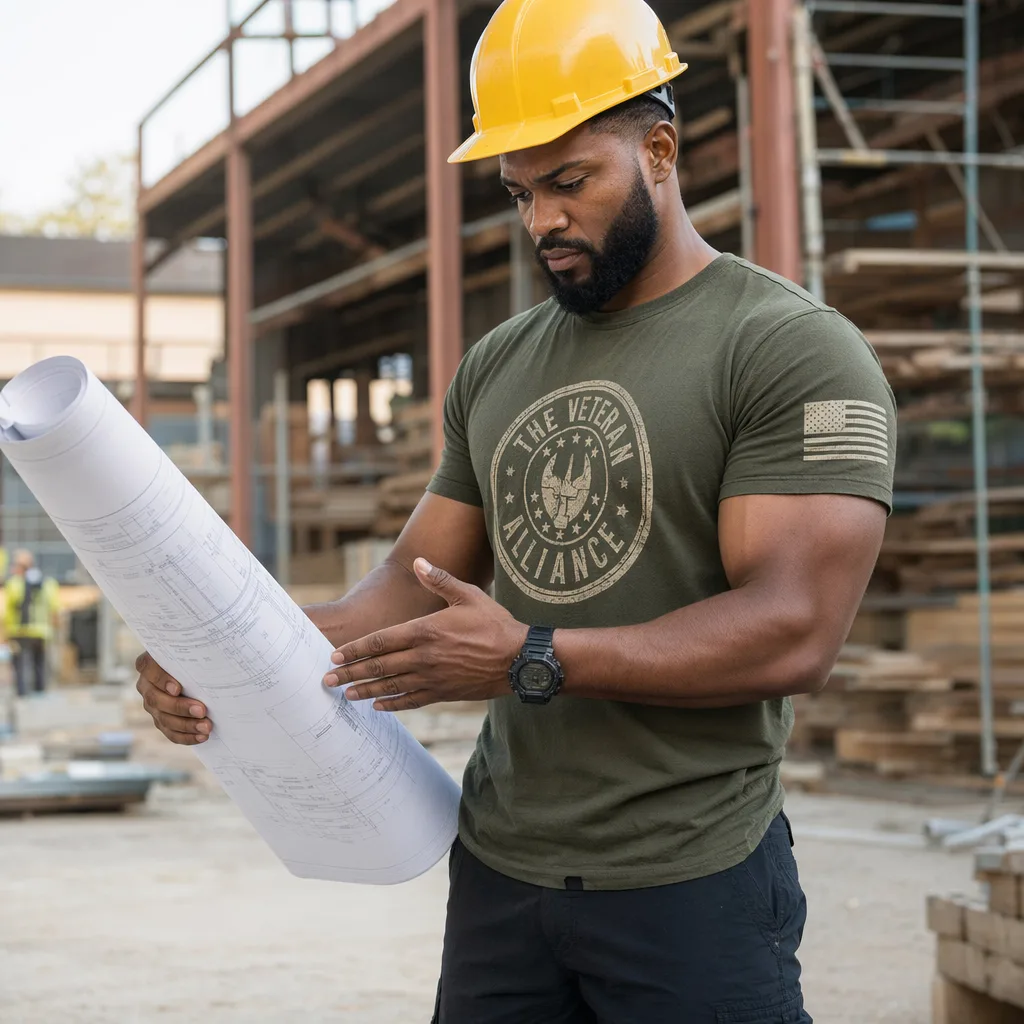 A contractor at a commercial real estate construction site
