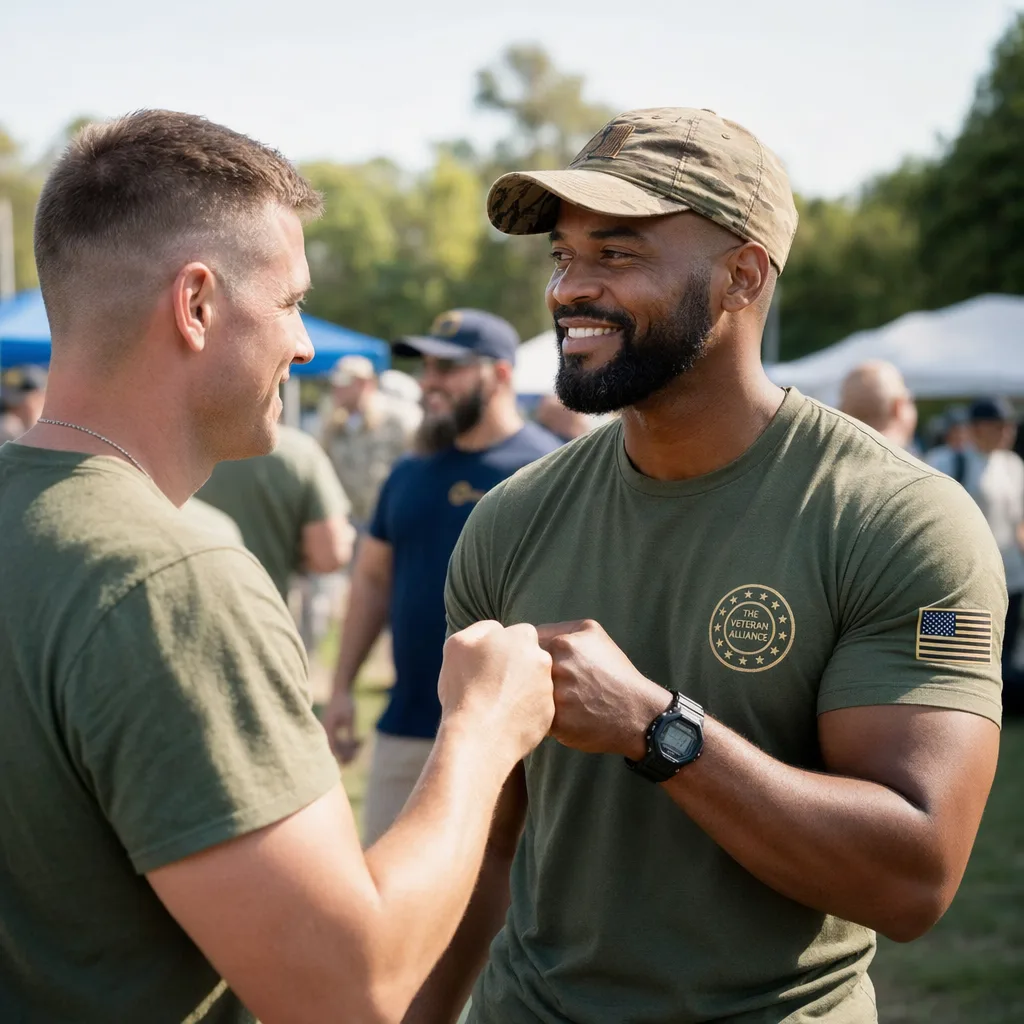 Two veterans sharing a fist bump, part of the VAB community